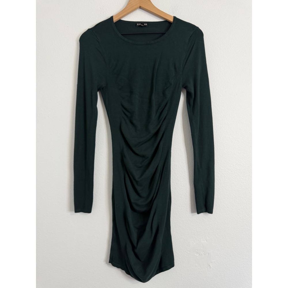 Express‎ - Hunter Green Knit Ruched Dress Size XS